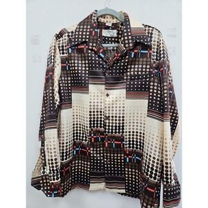 Disco Retro  Vintage 70's Touch Of Class  Shirt Large  Geometric Poka Dot  Rare